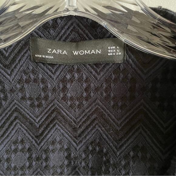 Zara Navy Jacquard Fringe Tassel Kimono Jacket - Picture 10 of 10